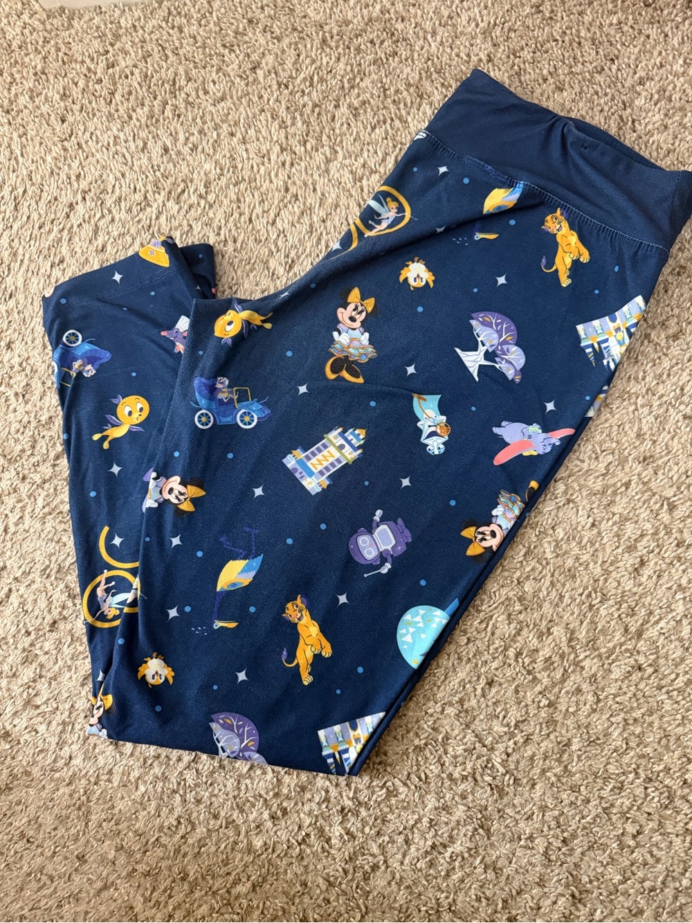 Disney Navy Blue Leggings with Colorful Character Print 50 anniversary